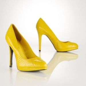 RALPH LAUREN Pumps Stiletto Heels Yellow Snakeskin